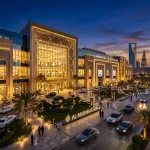 واجهة مول الرياض بارك الخارجية ليلاً على الطريق الدائري الشمالي